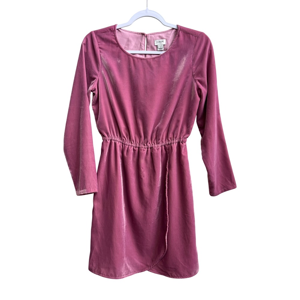 J. Crew Velvet Wrap Dress Long Sleeve Pink Size‎ 0